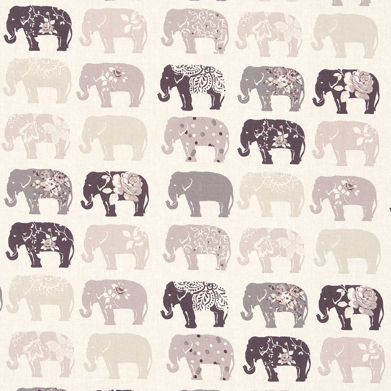 Elephants Natural Fabric by STG