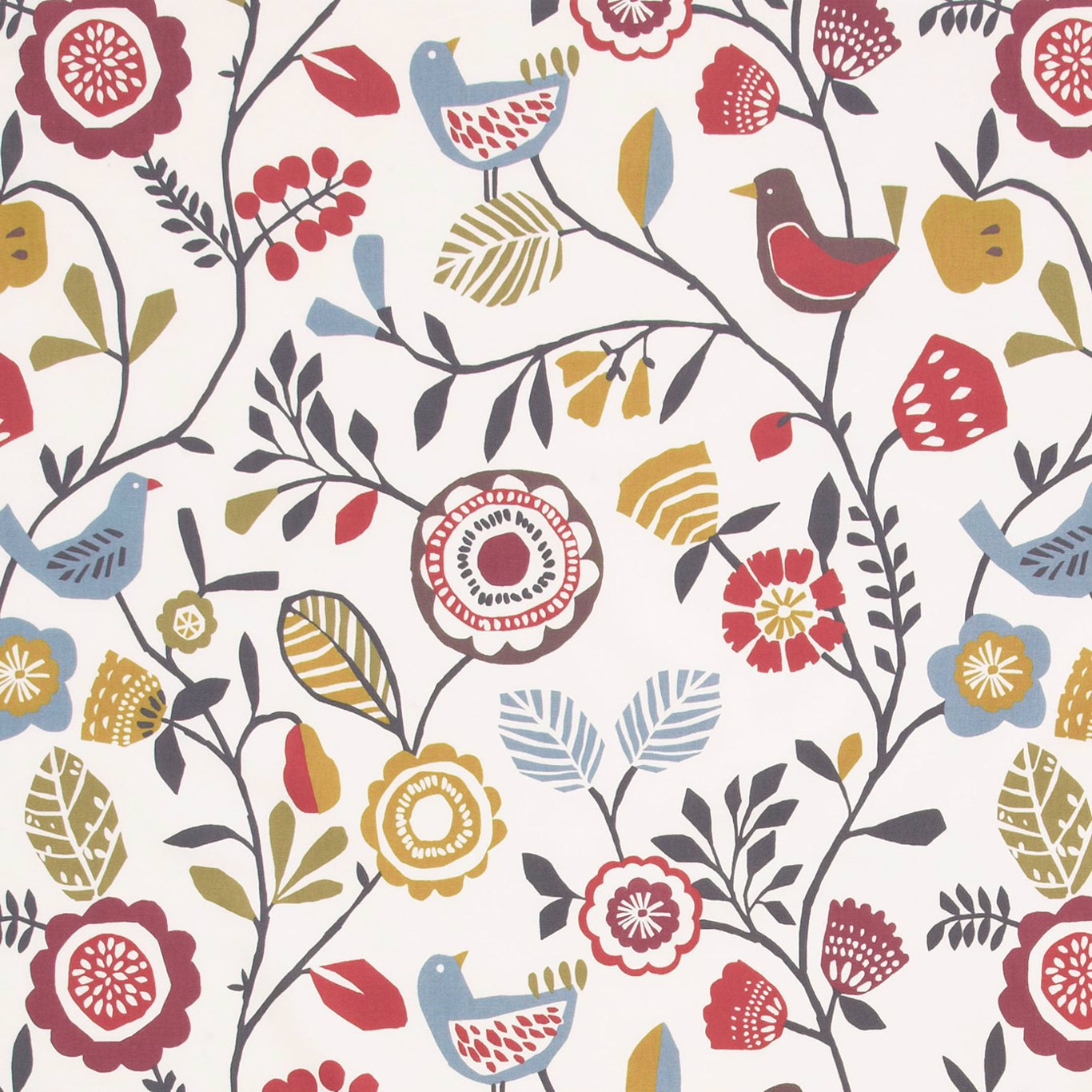 Folki Indigo/Cranberry Fabric by CNC