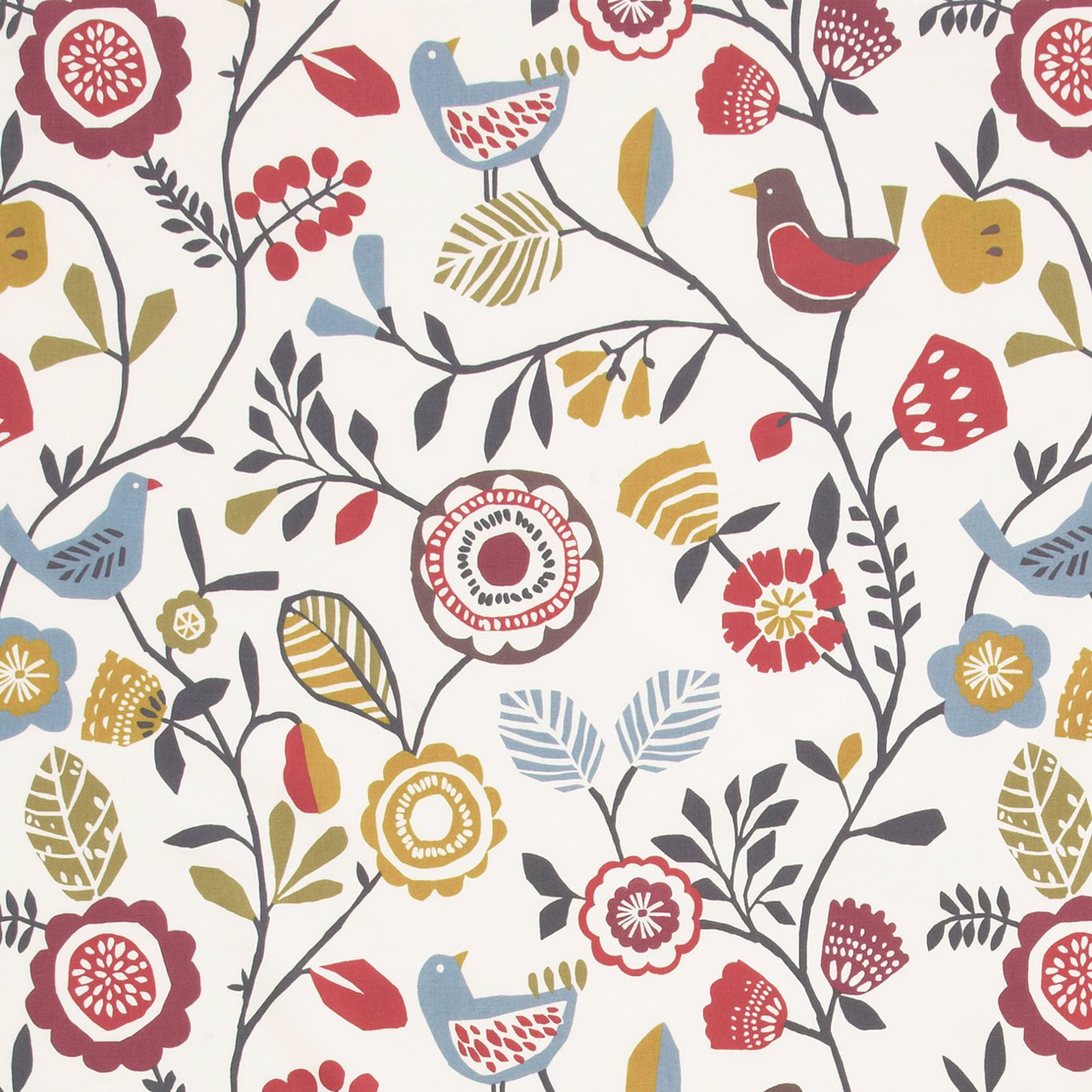 Folki Indigo/Cranberry Fabric by STG