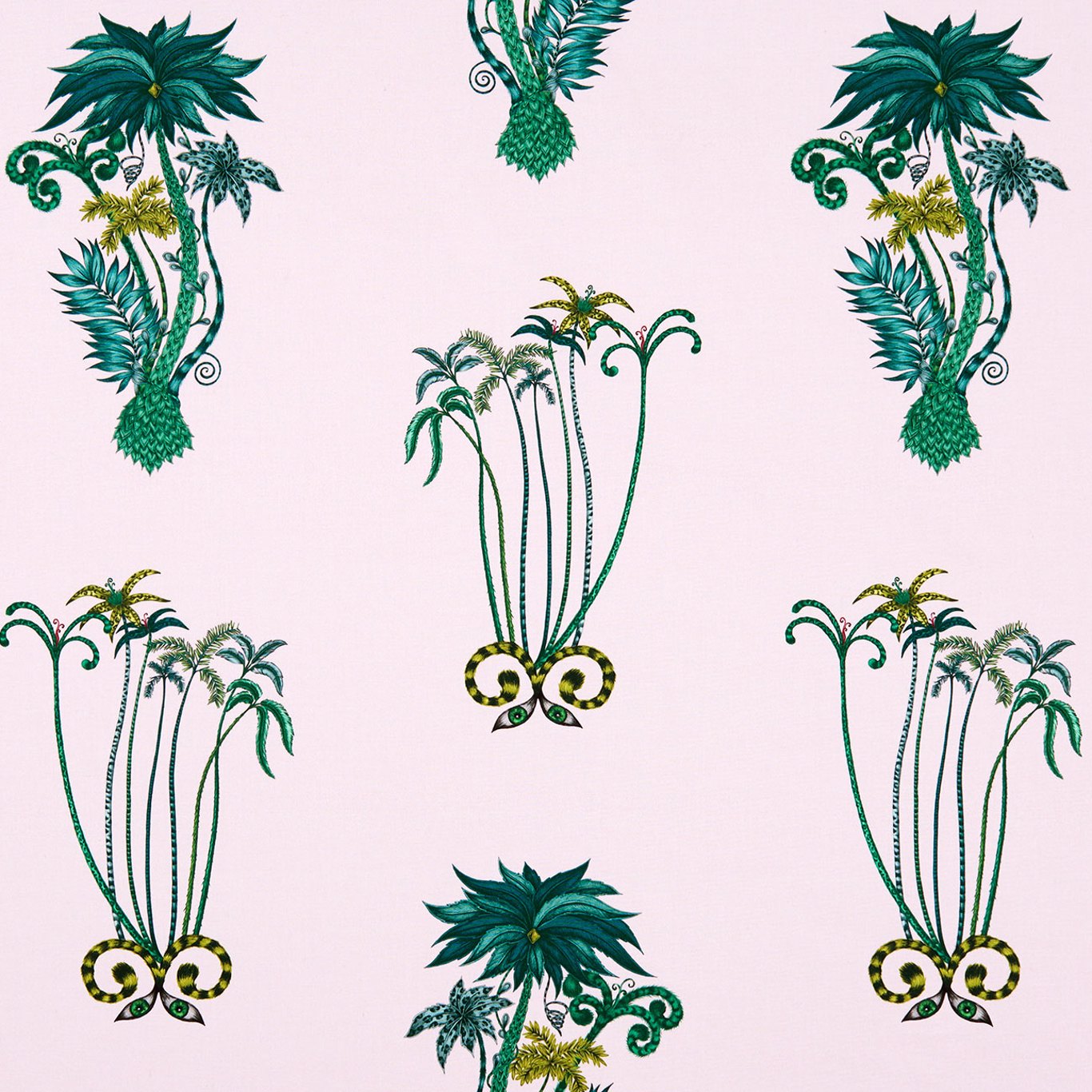 Jungle Palms Pink Fabric by CNC