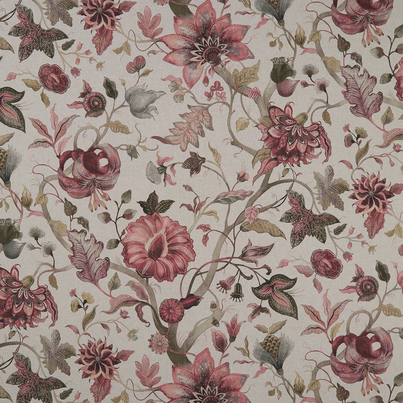 Delilah Winterberry/Linen Fabric by STG