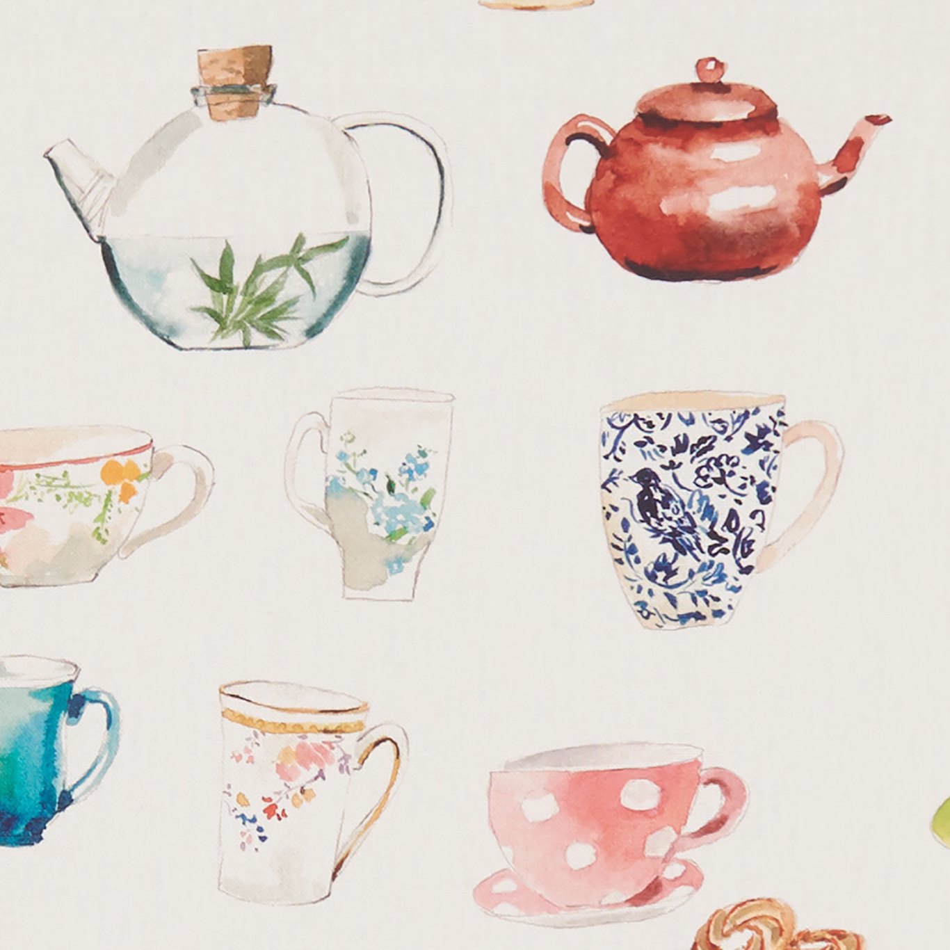 Afternoon Tea Tea Cream Fabric by CNC