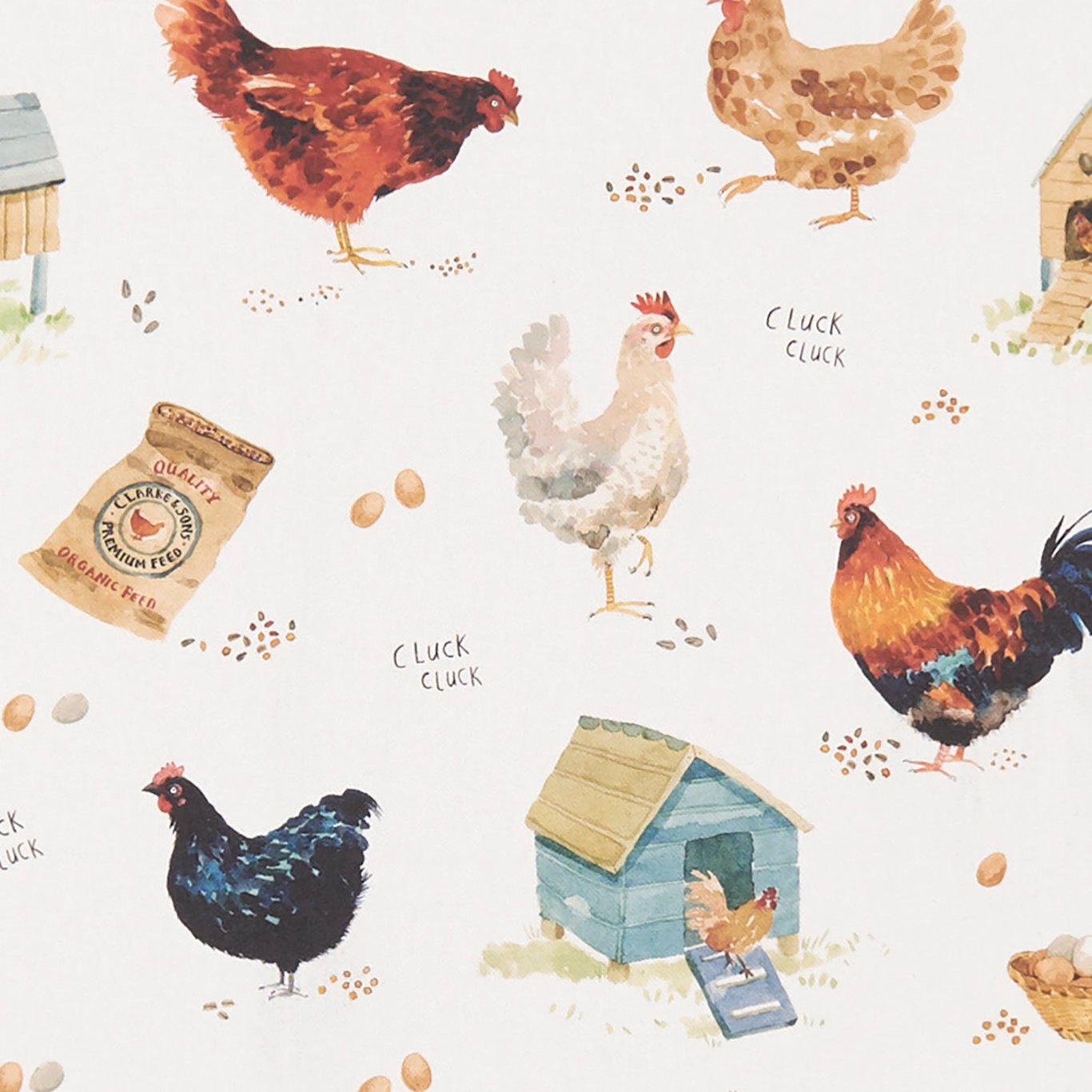 Cluck Cluck Cluck Cream Fabric by CNC