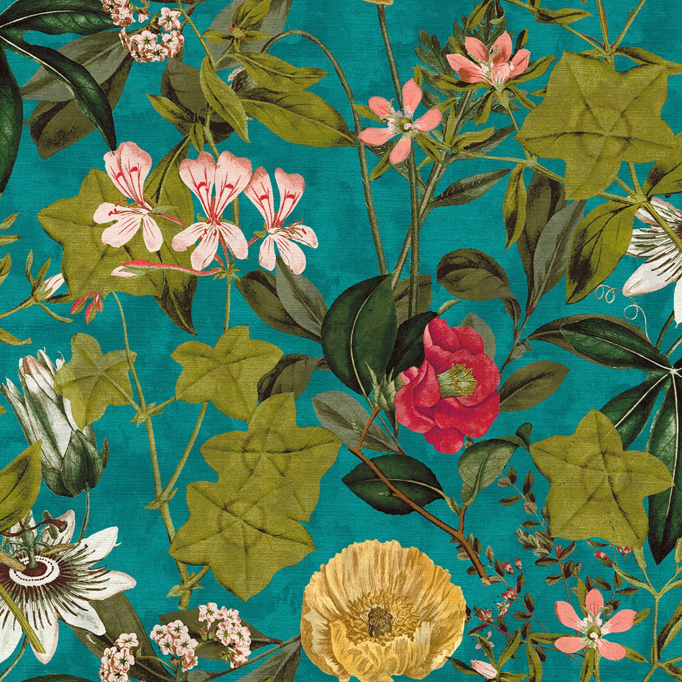 Passiflora Kingfisher Fabric by CNC