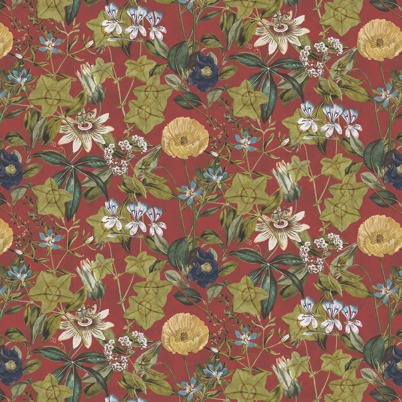 Passiflora Rouge Velvet Fabric by CNC