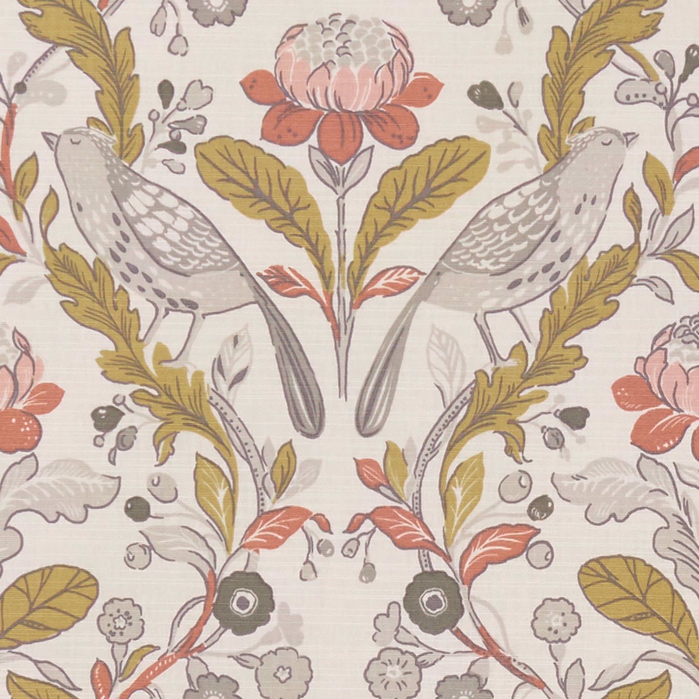 Orchard Birds Ochre Fabric by CNC