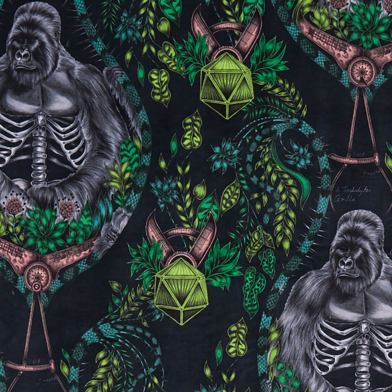 Silverback Velvet Charcoal Fabric by CNC