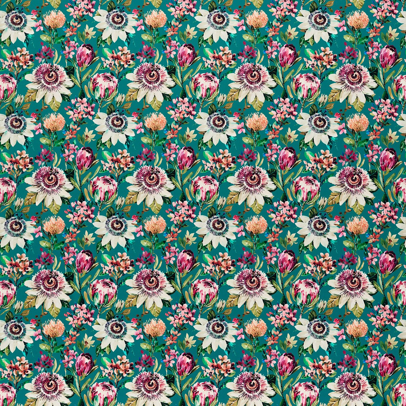 Paradise Teal Velvet Fabric by CNC