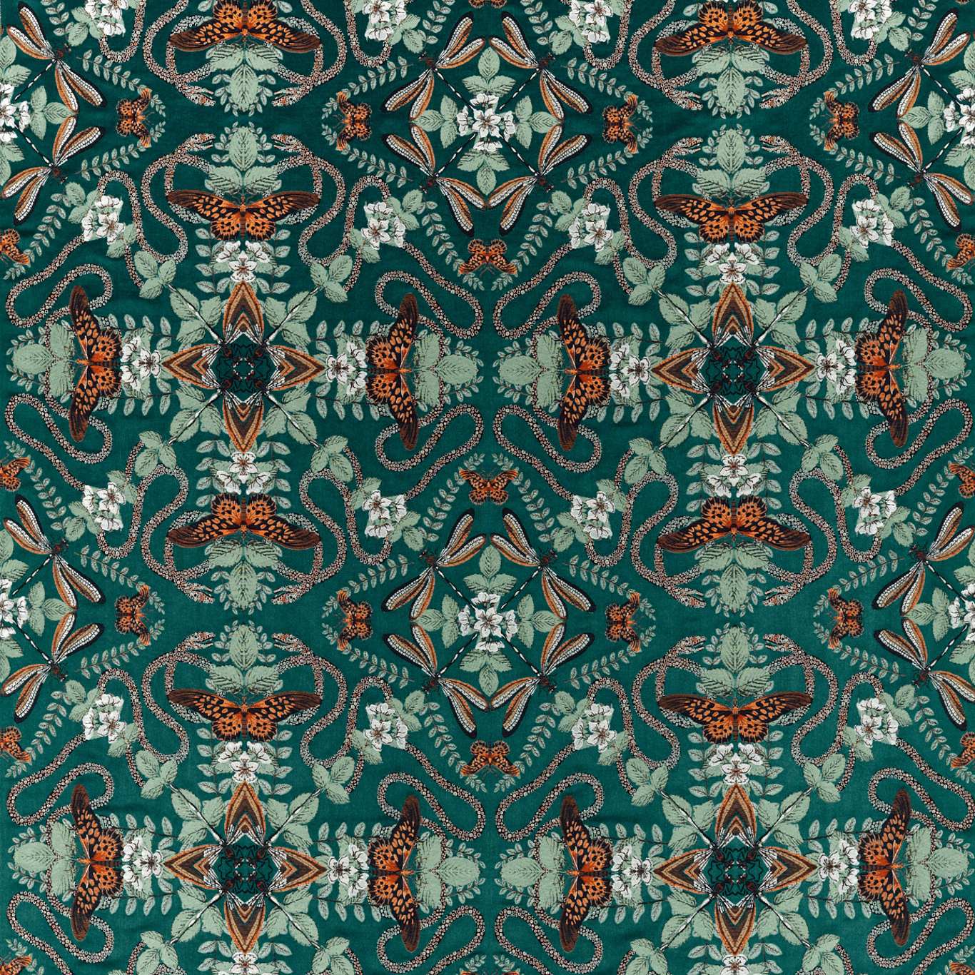 Emerald Forest Teal Jacquard Fabric by CNC