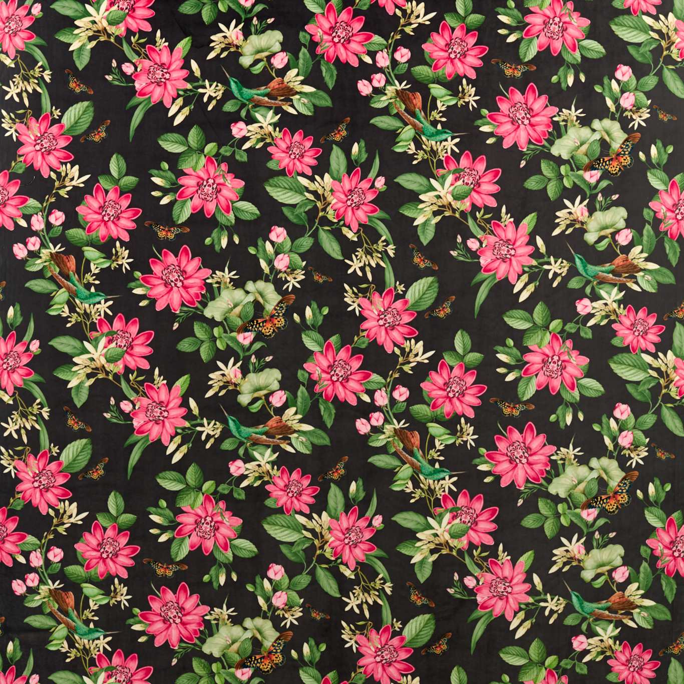 Pink Lotus Noir Velvet Fabric by CNC