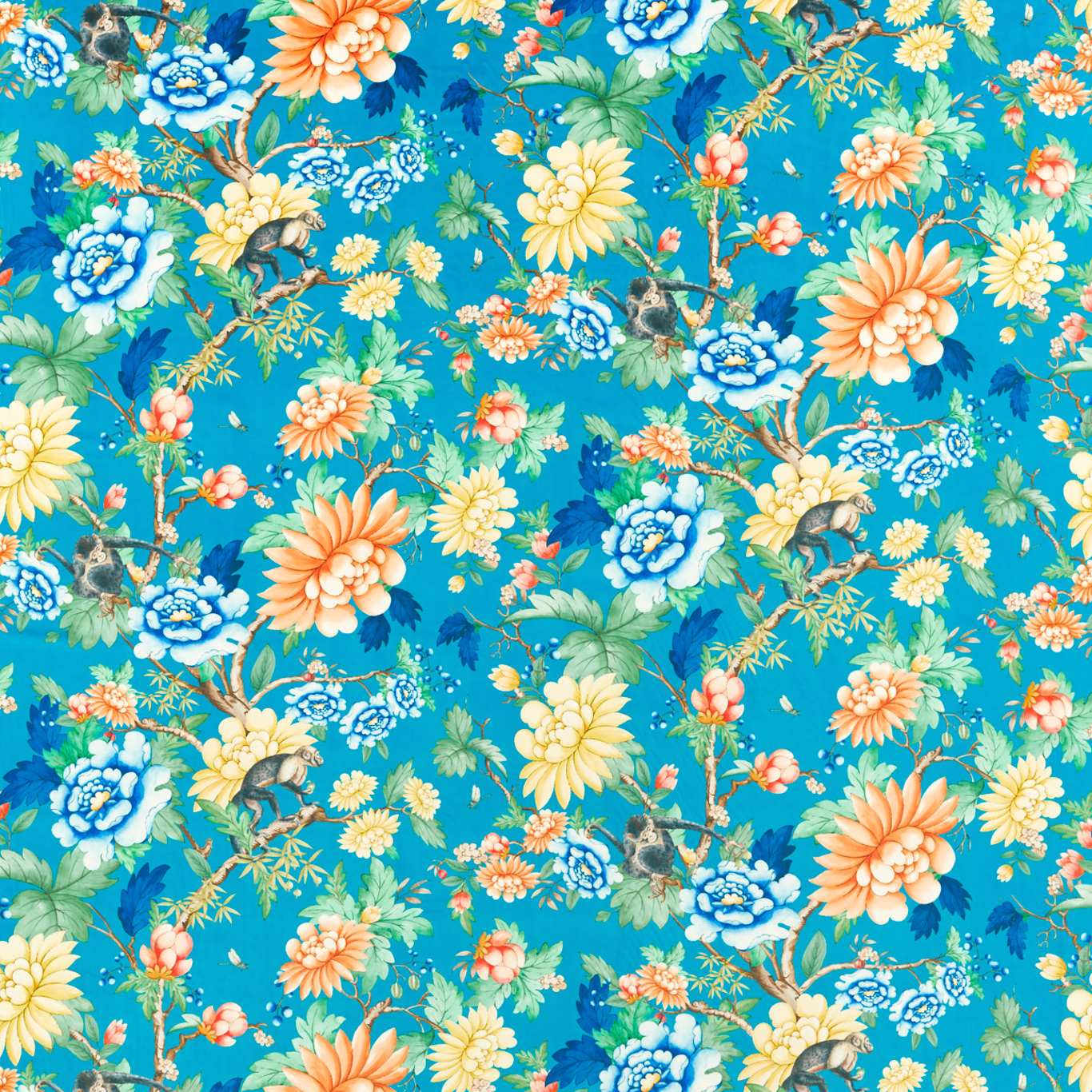 Sapphire Garden Sapphire Velvet Fabric by WED