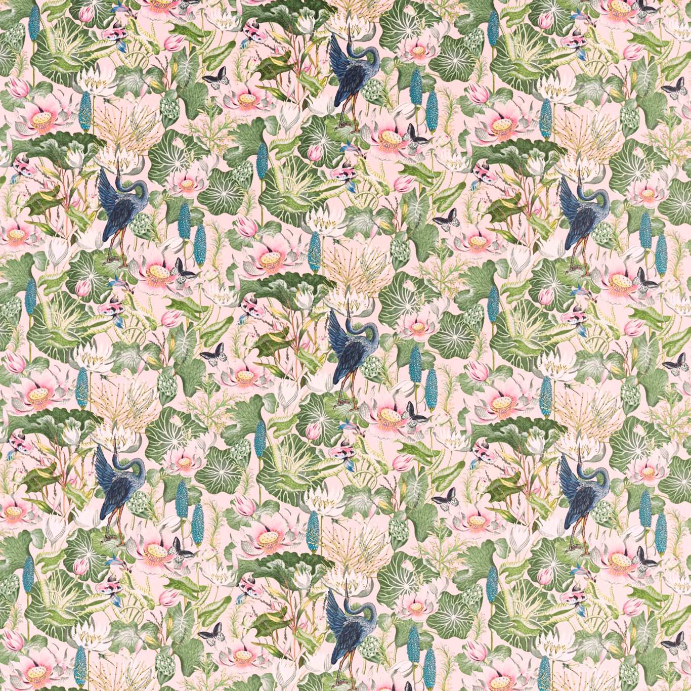 Waterlily Blush Velvet Fabric by WED