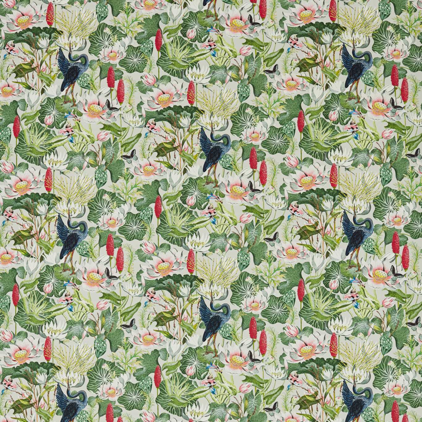 Waterlily Dove Fabric by WED