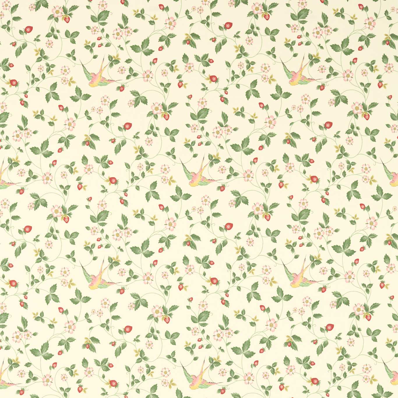 Wild Strawberry Ivory Linen Fabric by WED