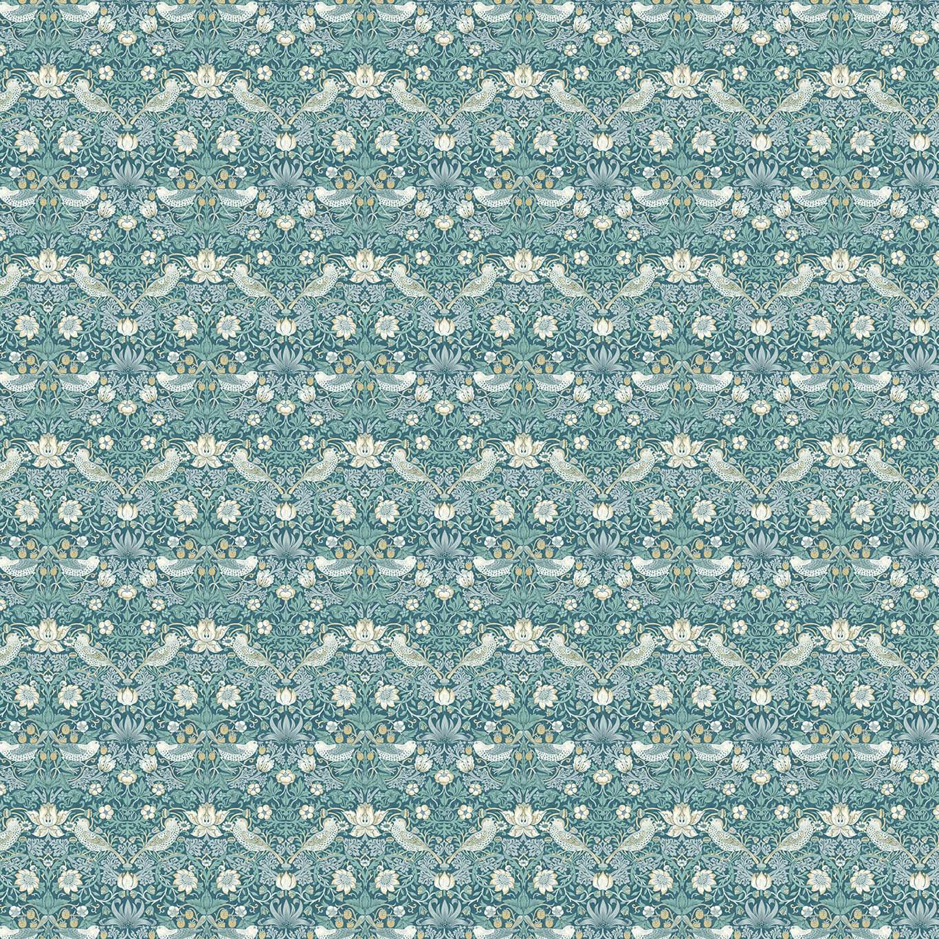 Strawberry Thief Teal Fabric by CNC