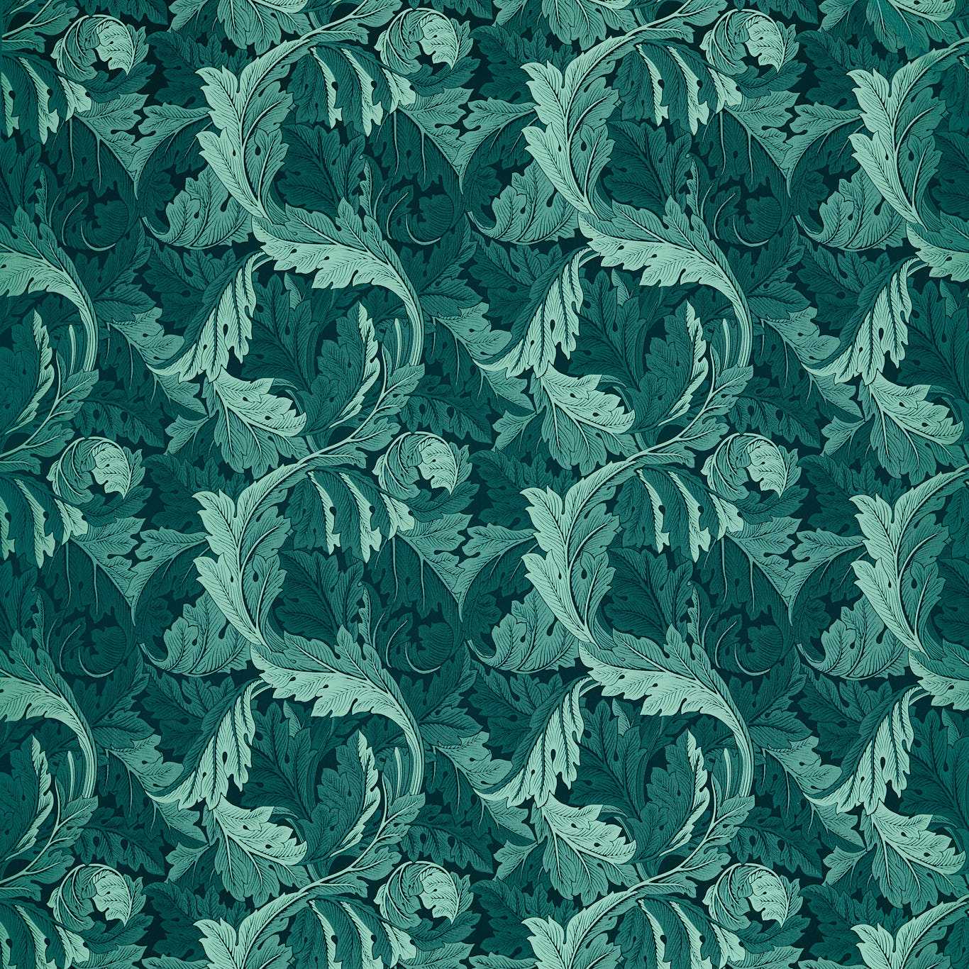 Acanthus Jacquard Teal Fabric by CNC