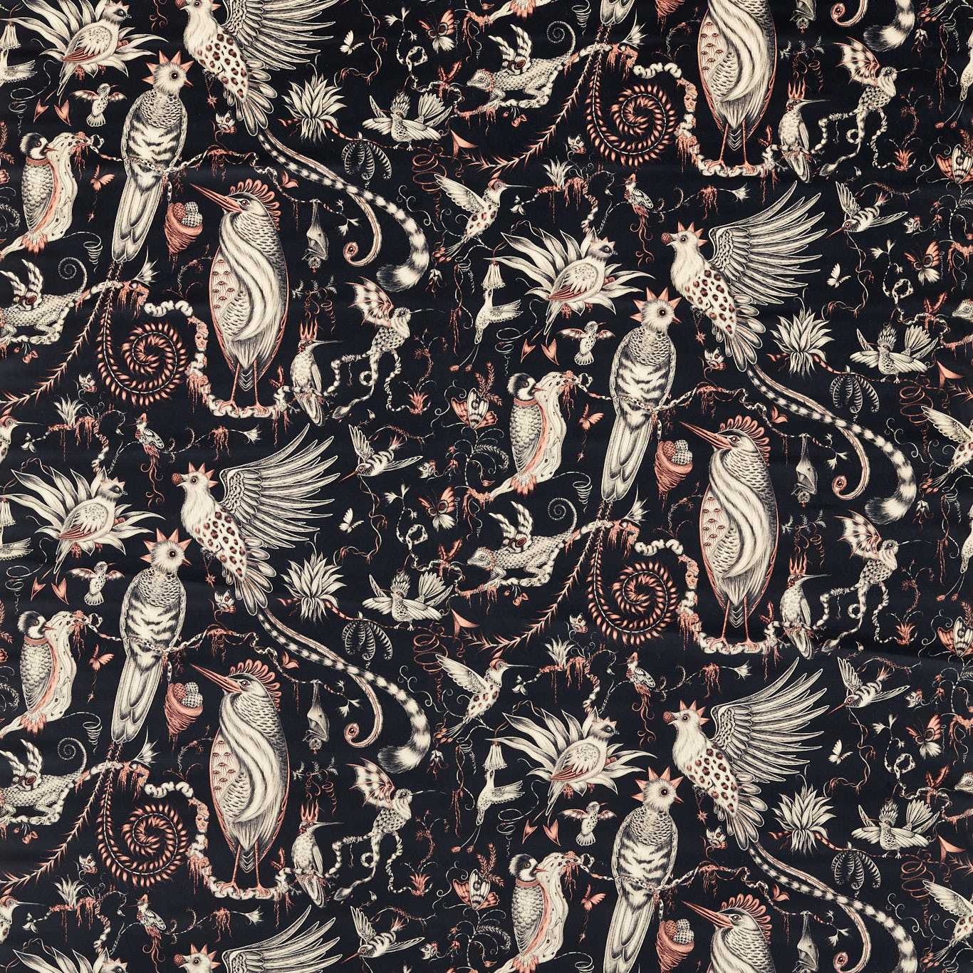 Quetzal Velvet Charcoal Fabric by CNC