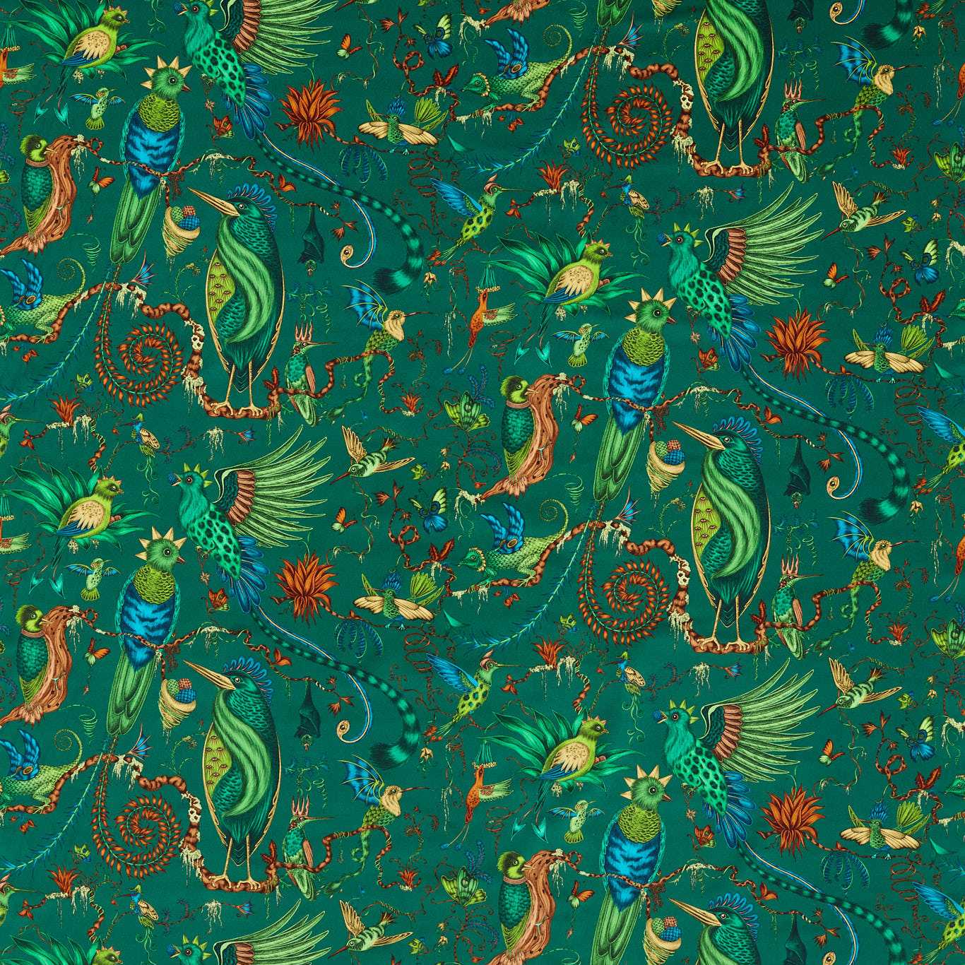 Quetzal Velvet Teal Fabric by CNC