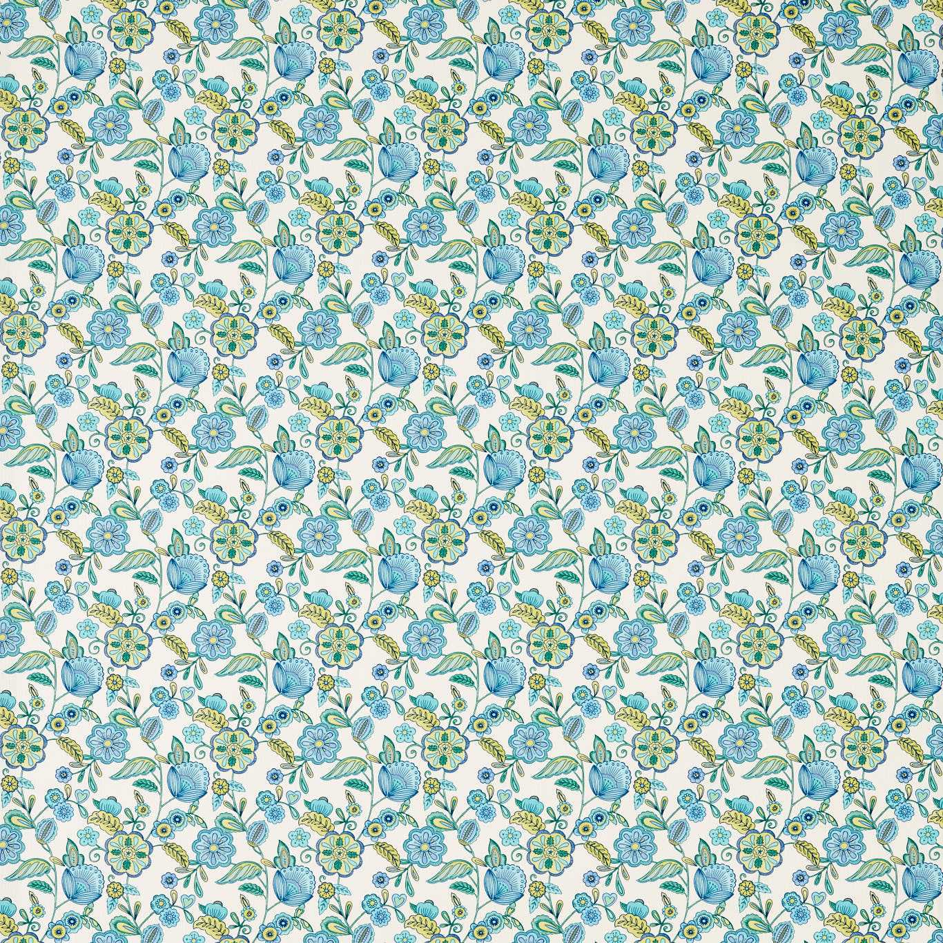 Camellia Cobalt Fabric by CNC