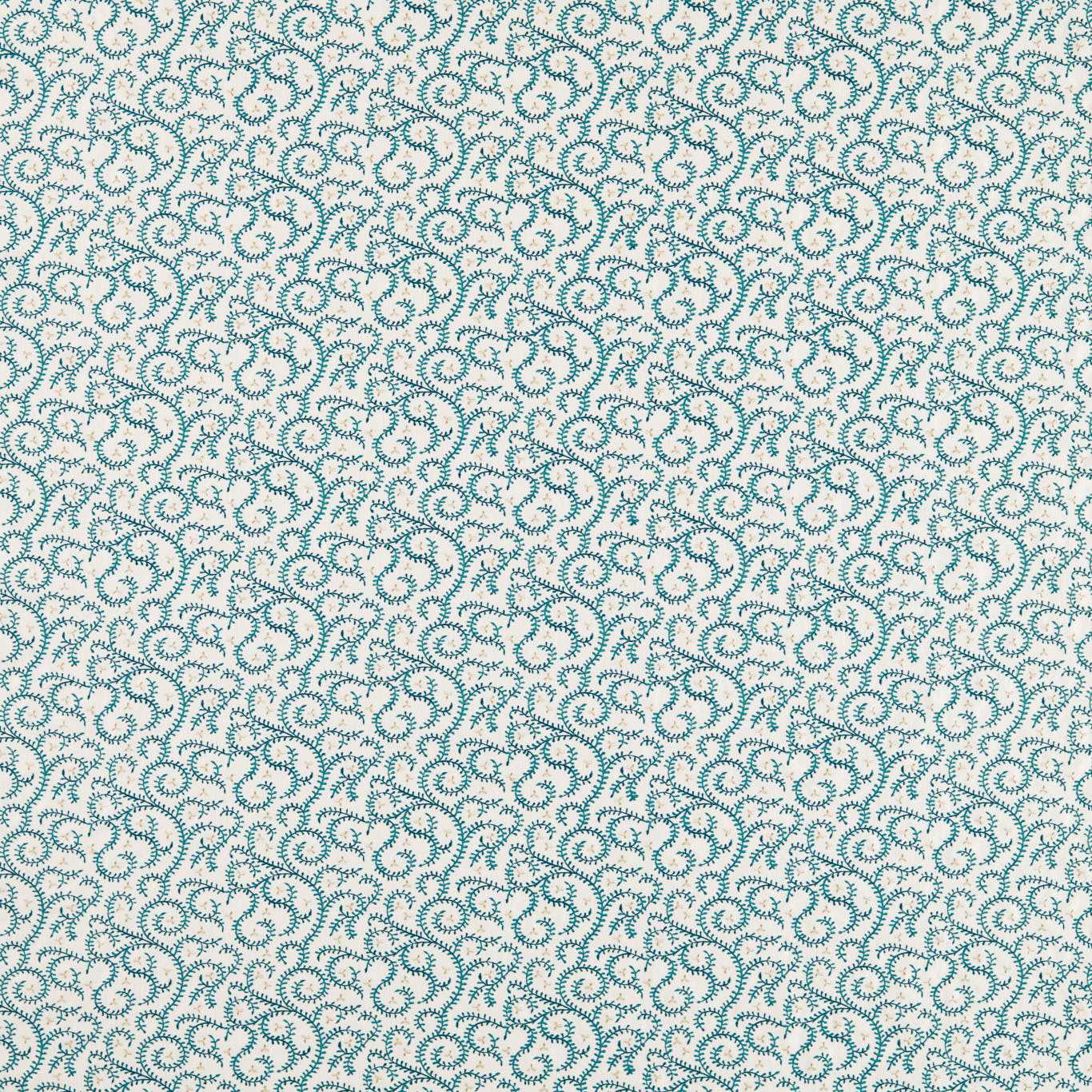 Buta Embroidery Teal Fabric by CNC