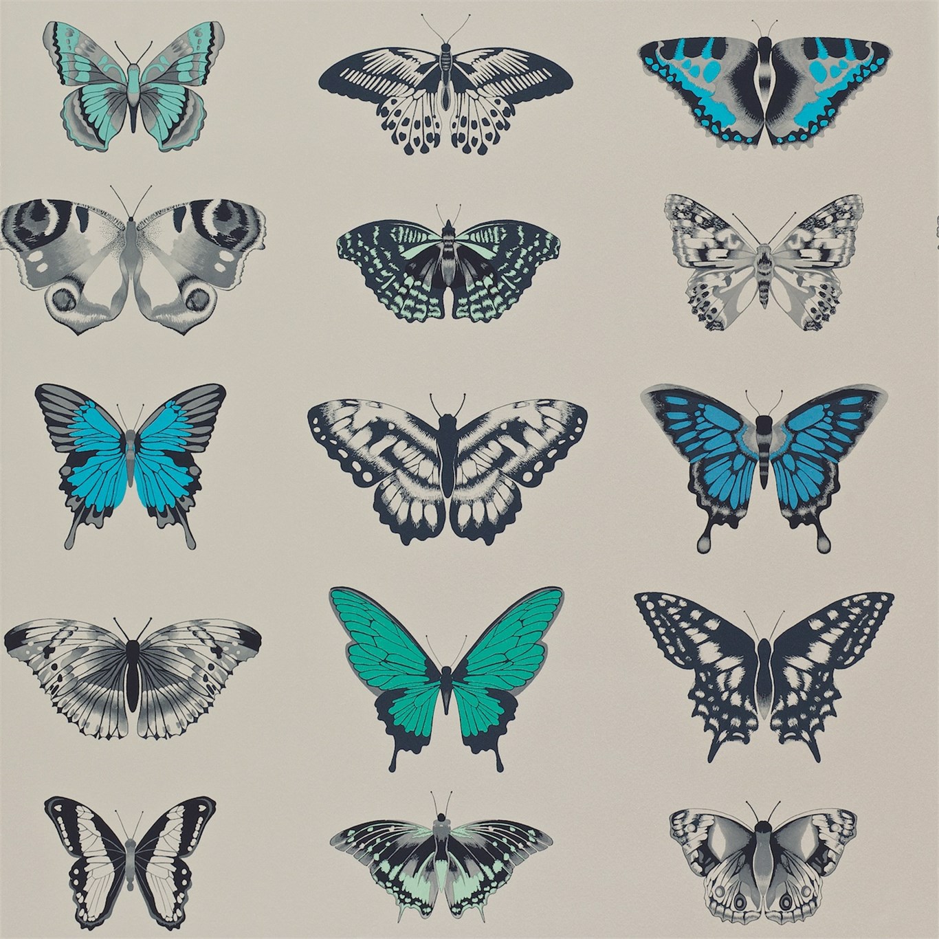 Papilio Lagoon / Indigo / Emerald Wallpaper by HAR