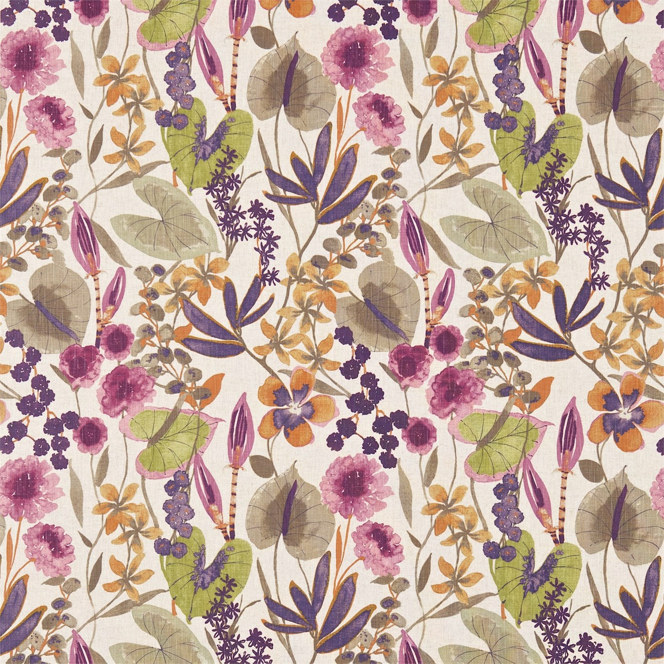 Nalina Loganberry / Raspberry / Apricot Fabric by HAR