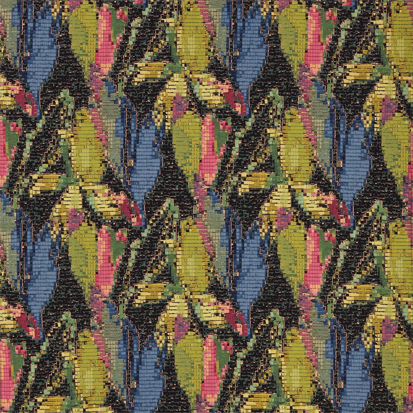 Congo Flamingo / Indigo / Olive Fabric by HAR