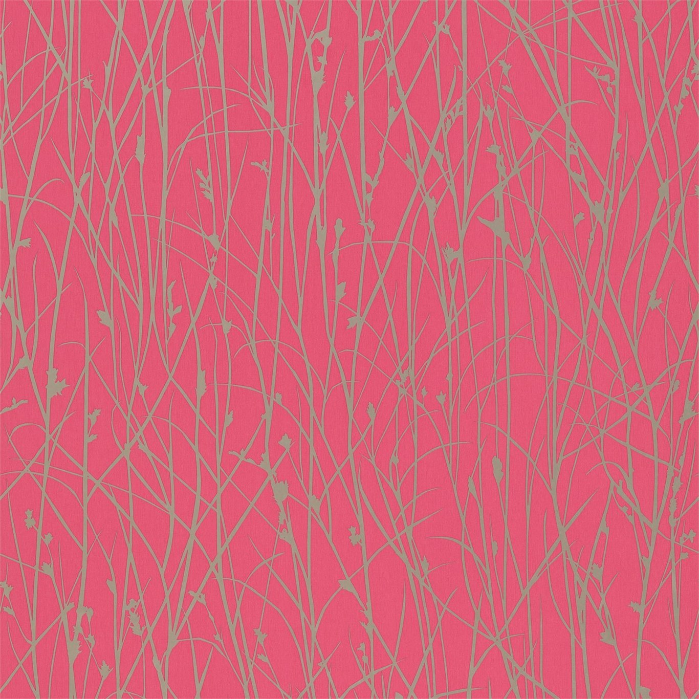 Grasses Hot Pink/Pewter Wallpaper by HAR
