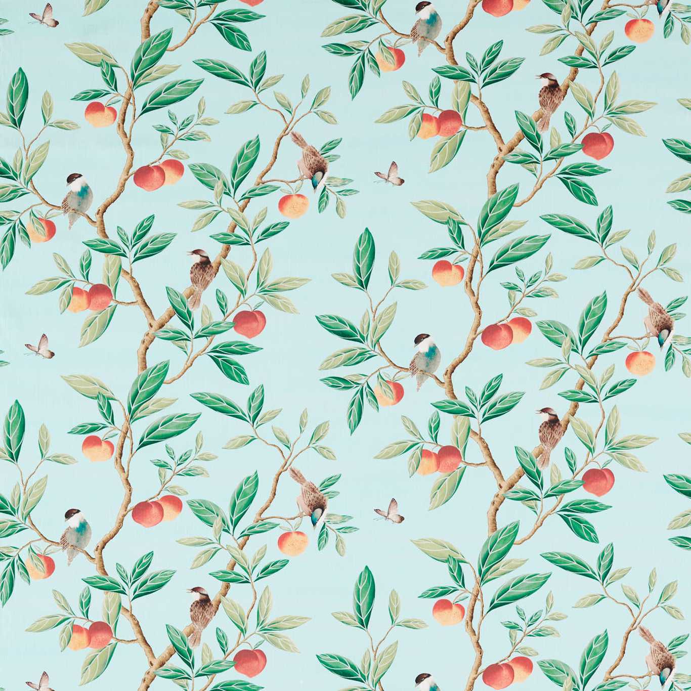 Ella Sky/Fig Leaf/ Nectarine Fabric by HAR