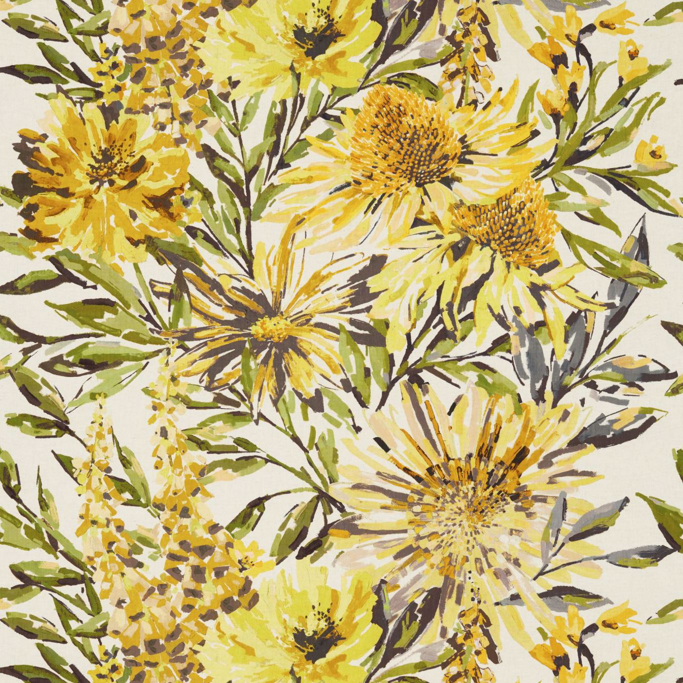 Floreale Maize/Mustard/Sage Fabric by HAR
