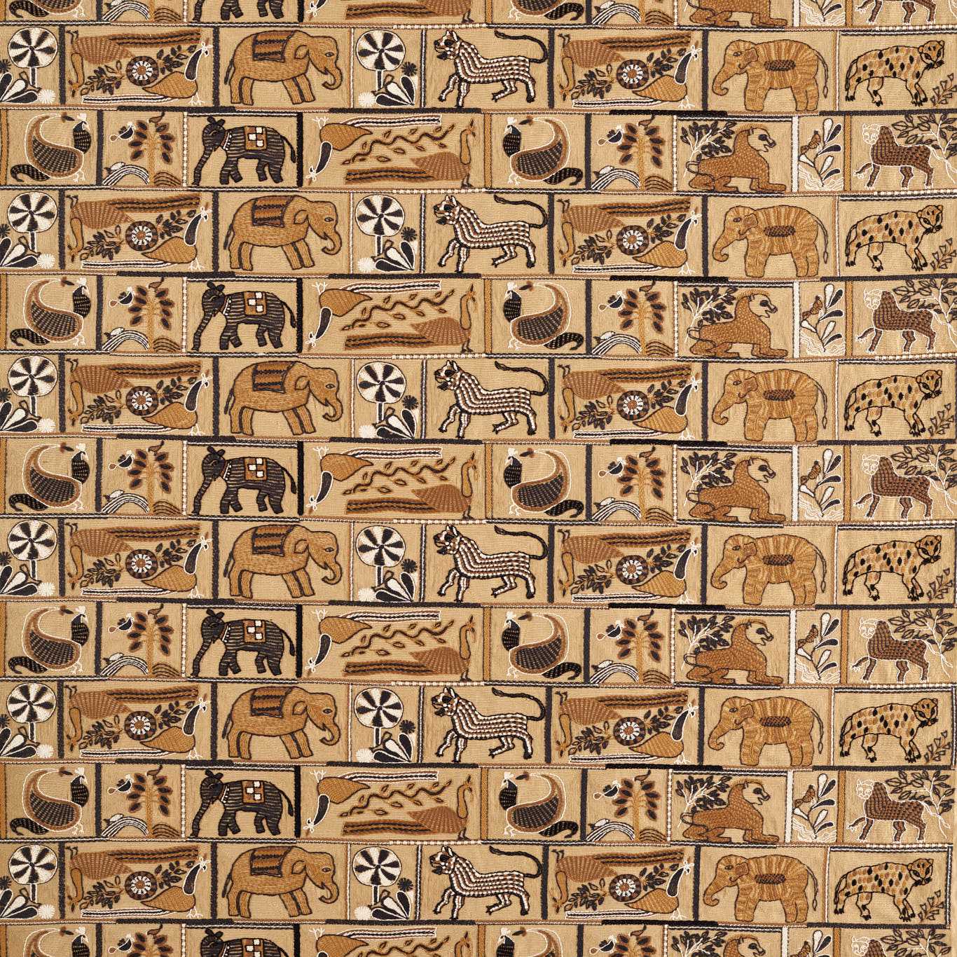 Kantha Ochre/Charcoal Fabric by HAR