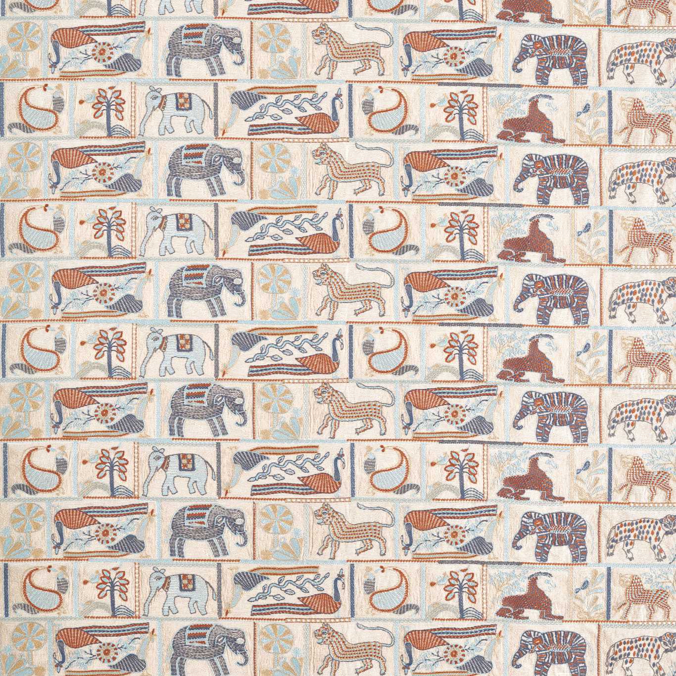 Kantha Azul/Paprika Fabric by HAR