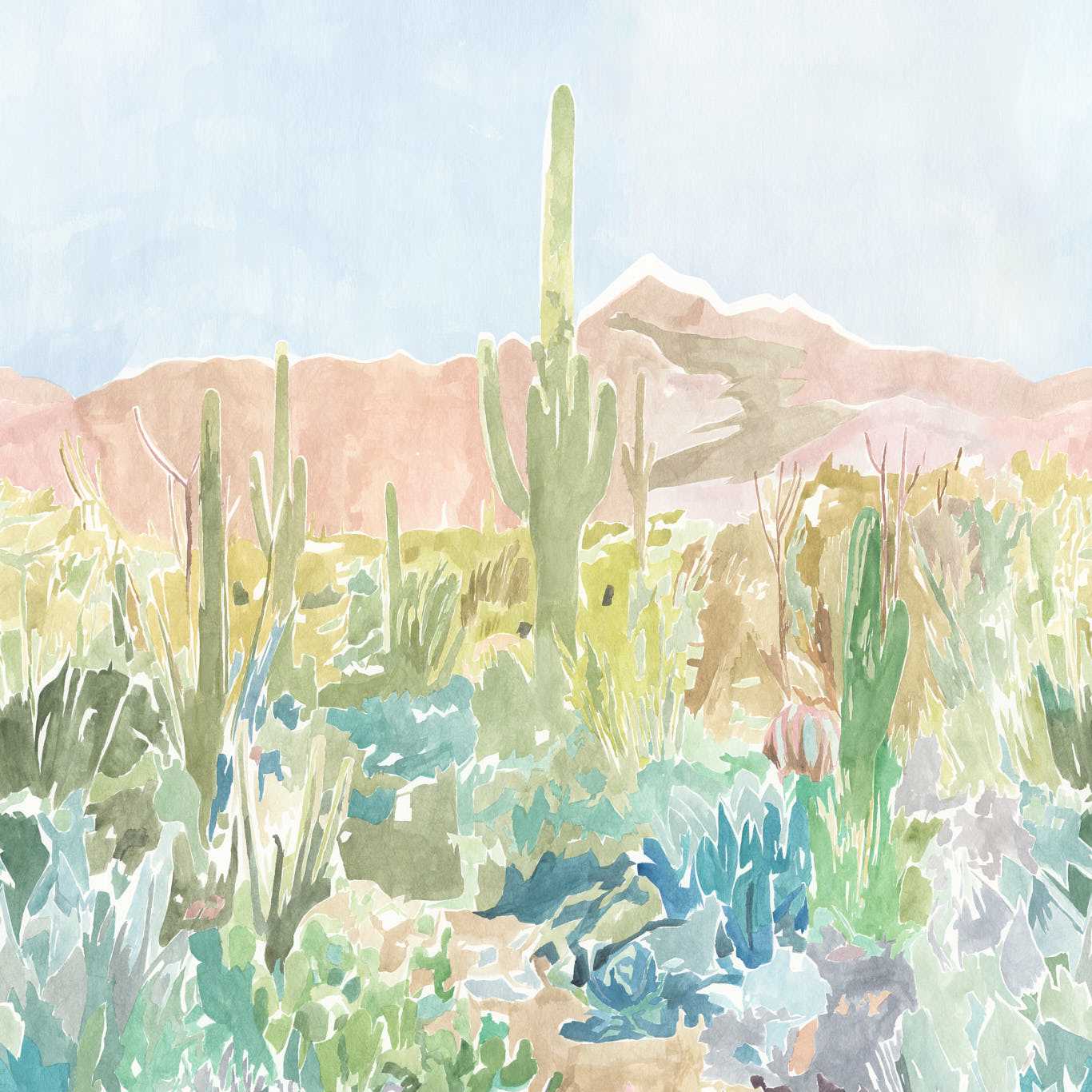 Saltillo Grounded/Succulent/Haze Wallpaper by HAR