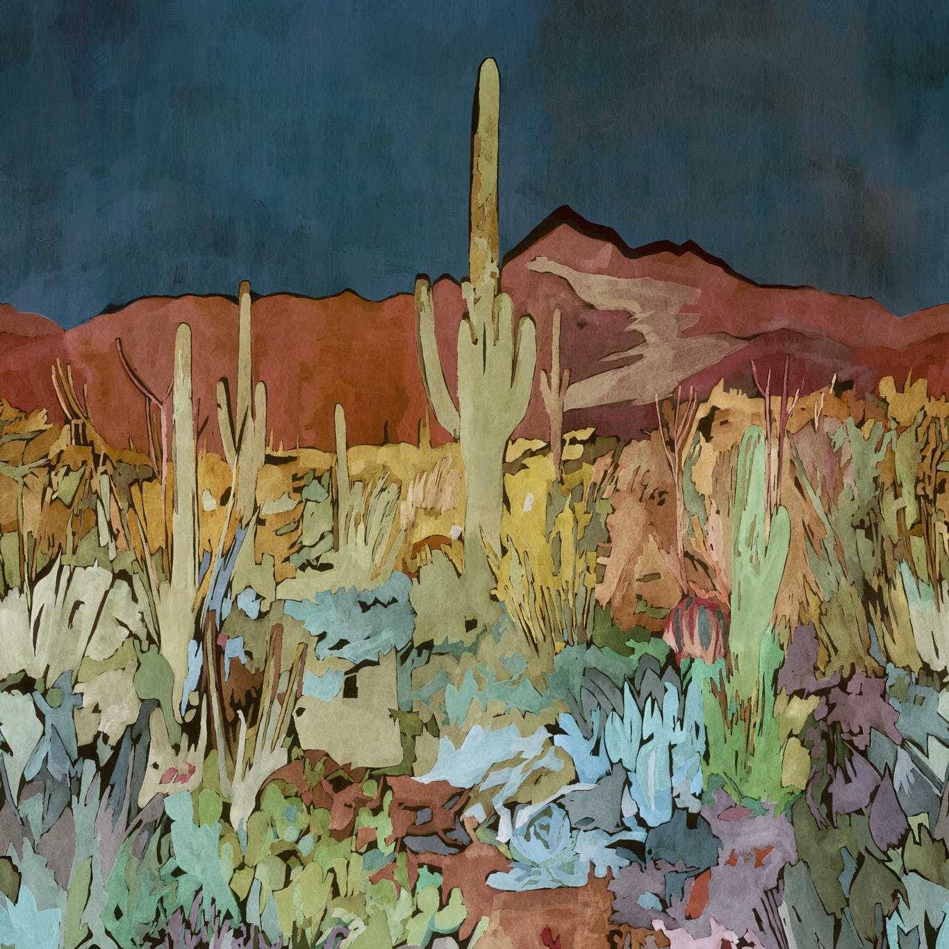 Saltillo Midnight/Burnt Umber/Azure Wallpaper by HAR