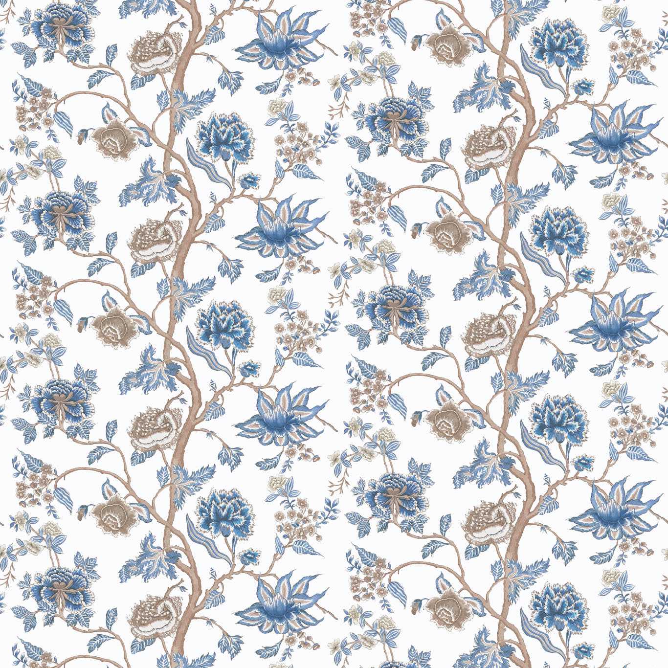 Indienne Indigo/Birch Wallpaper by HAR