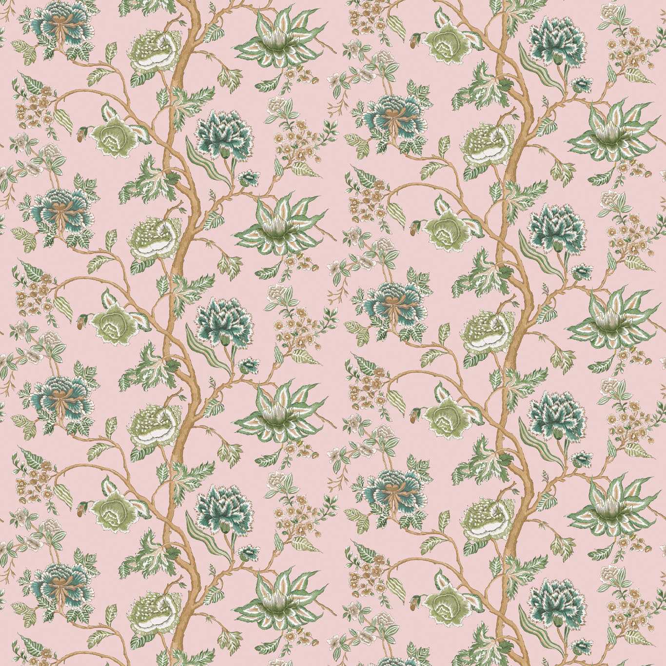 Indienne Blush/Forest Wallpaper by HAR