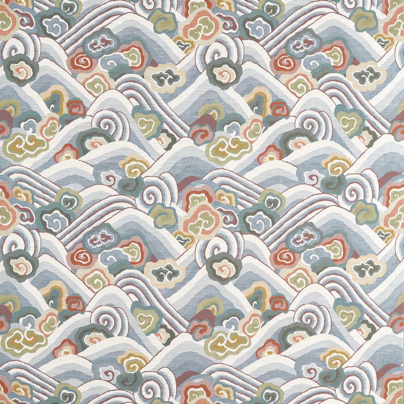 Kanagawa Terracotta/Azul Fabric by HAR