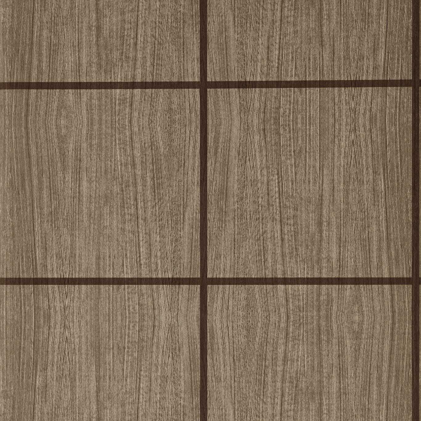 Wood Blocks Walnut/Gloss Wallpaper by HAR