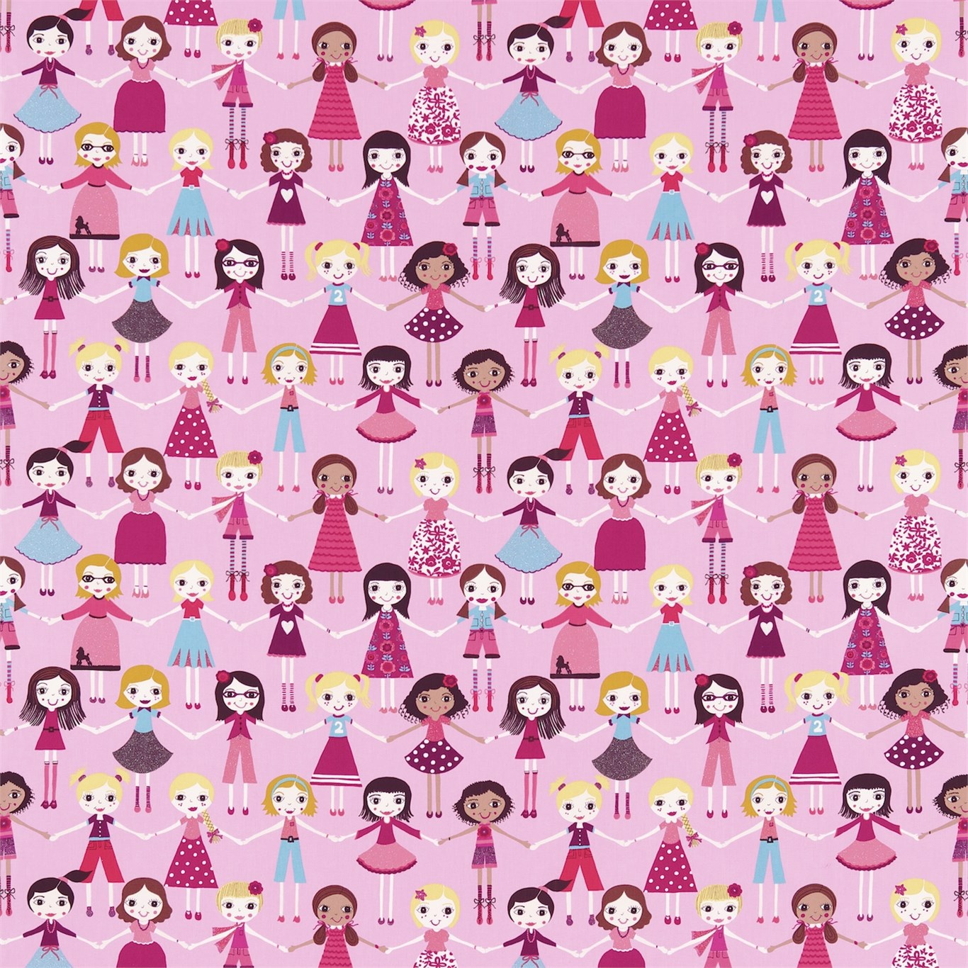 Best Of Friends Pink Multi Fabric by HAR