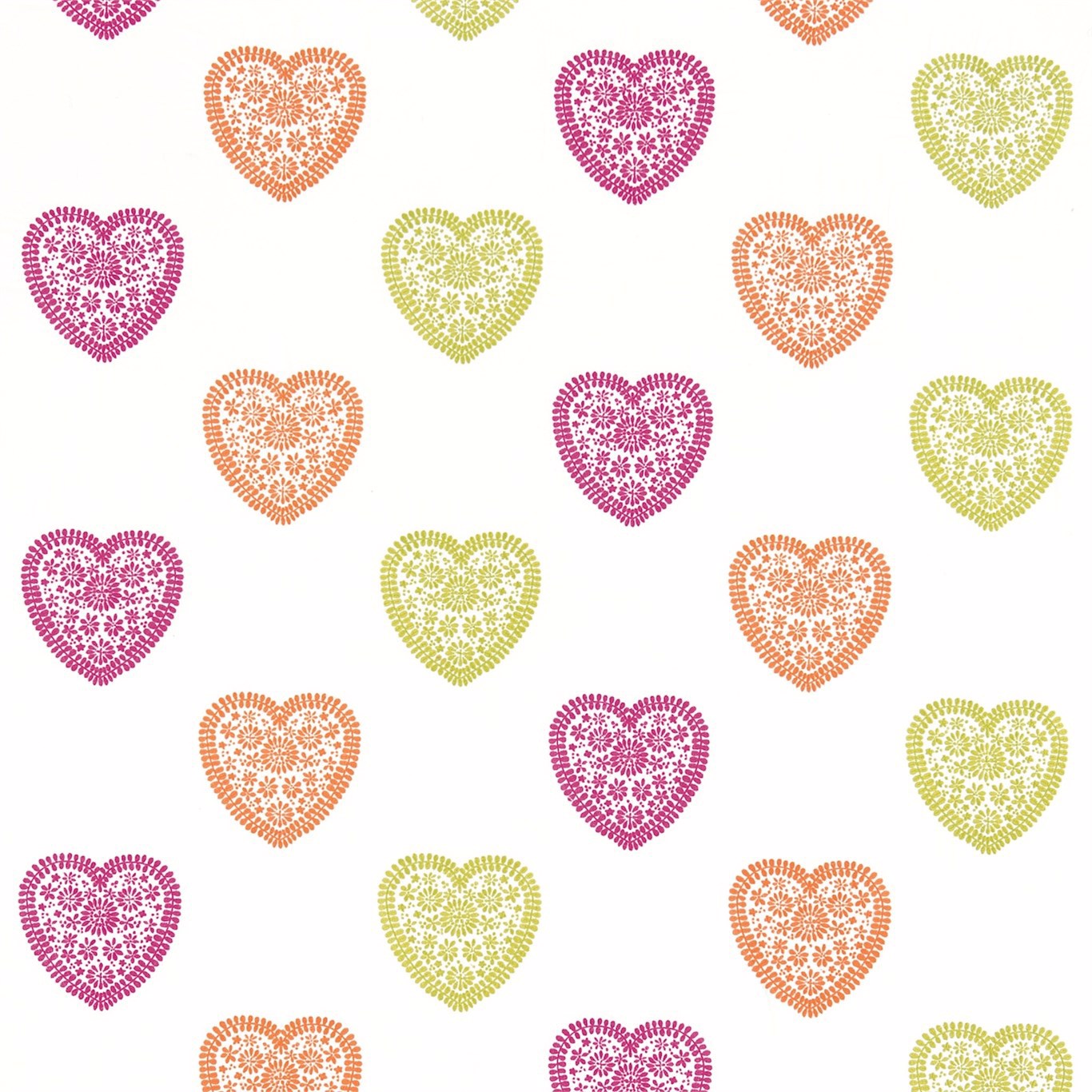 Sweet Heart Lime/Orange/Pink Fabric by HAR