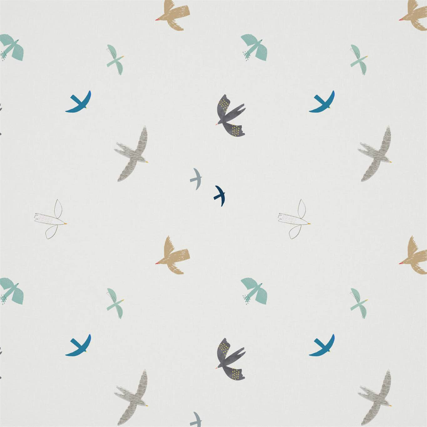 Skies Above Duck Egg/Linen Fabric by HAR