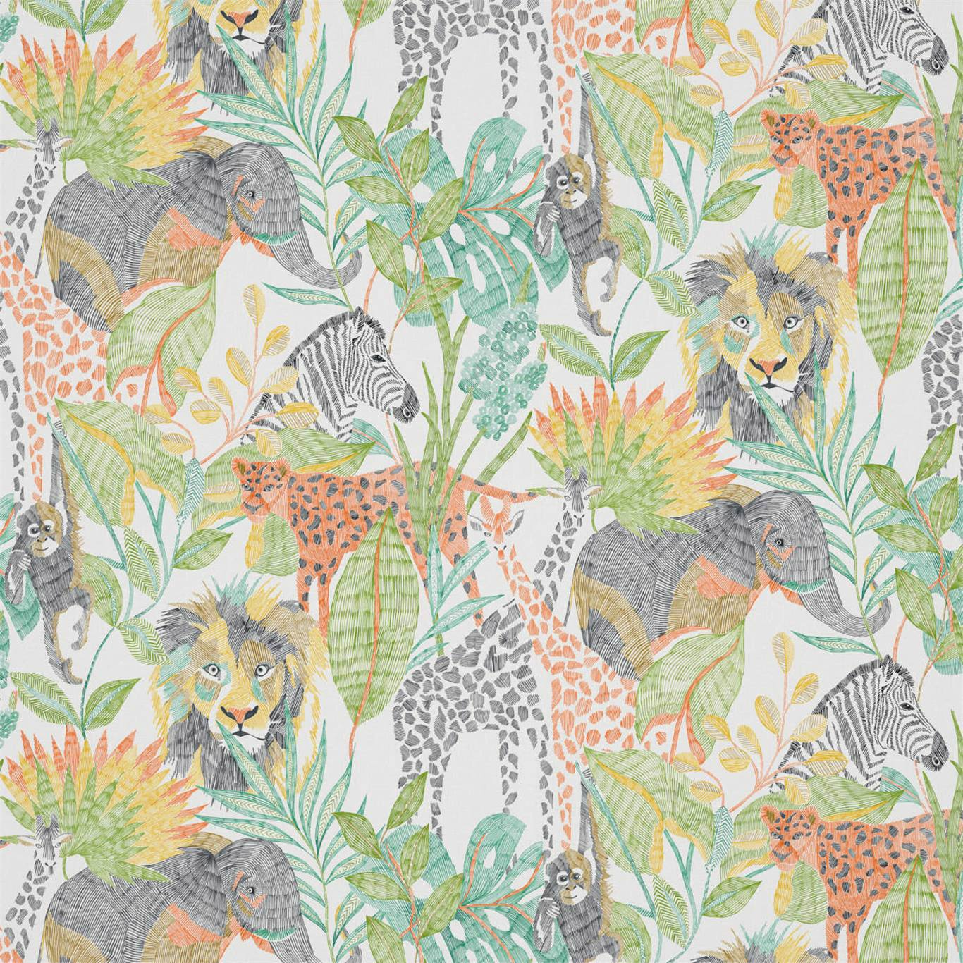 Into The Wild Mandarin/Gecko/Pineapple Fabric by HAR
