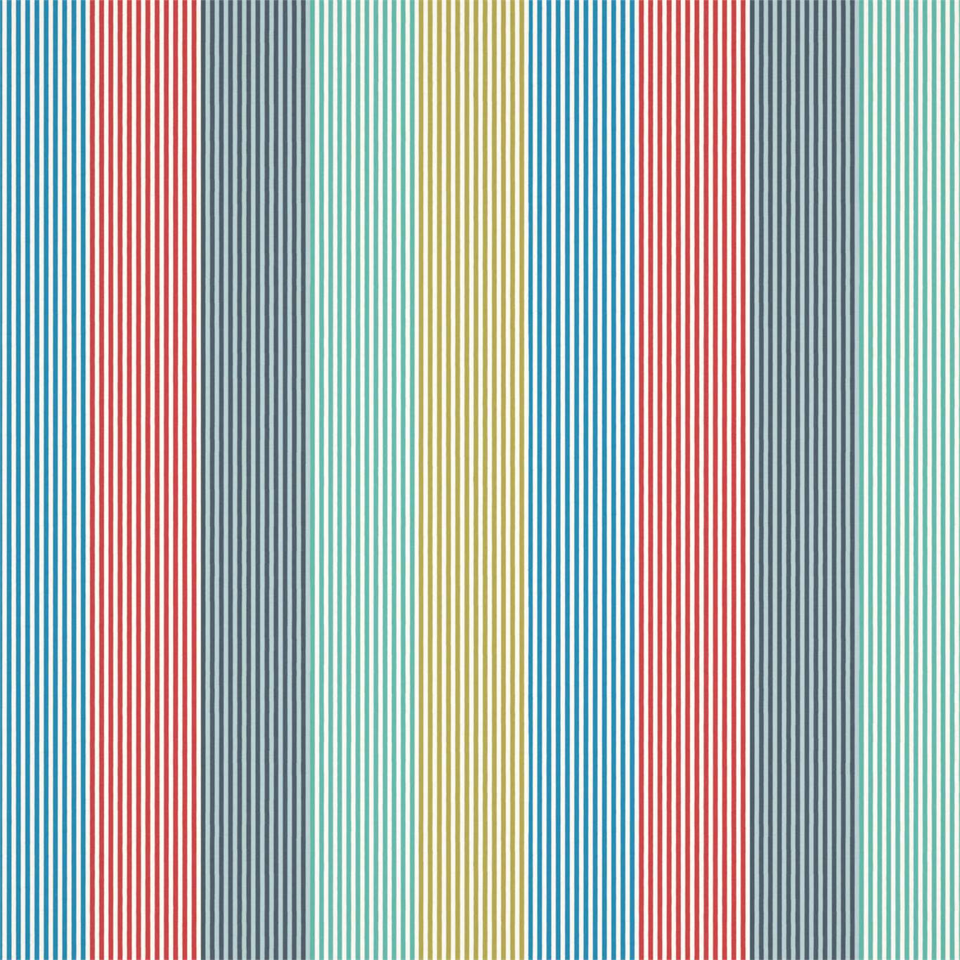 Funfair Stripe Ink/Aqua/Kiwi/Marine/Poppy Fabric by HAR