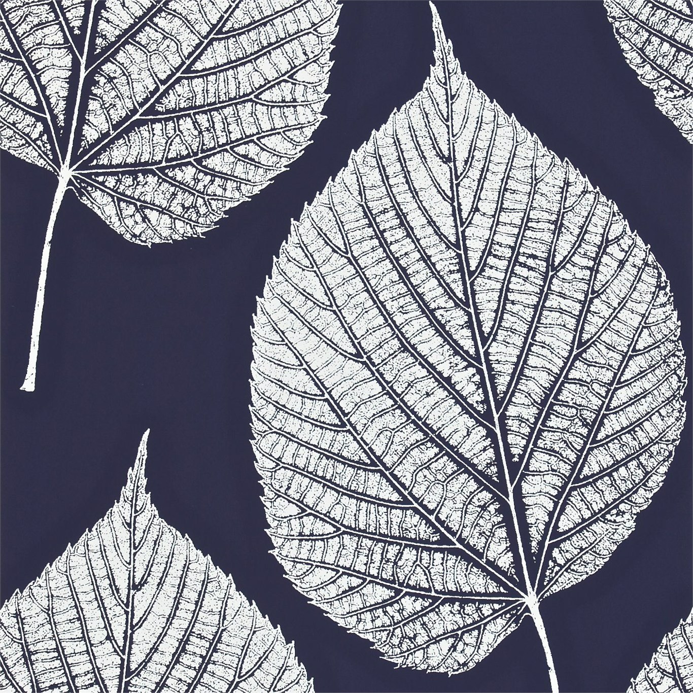 Leaf Indigo/Chalk Wallpaper by HAR