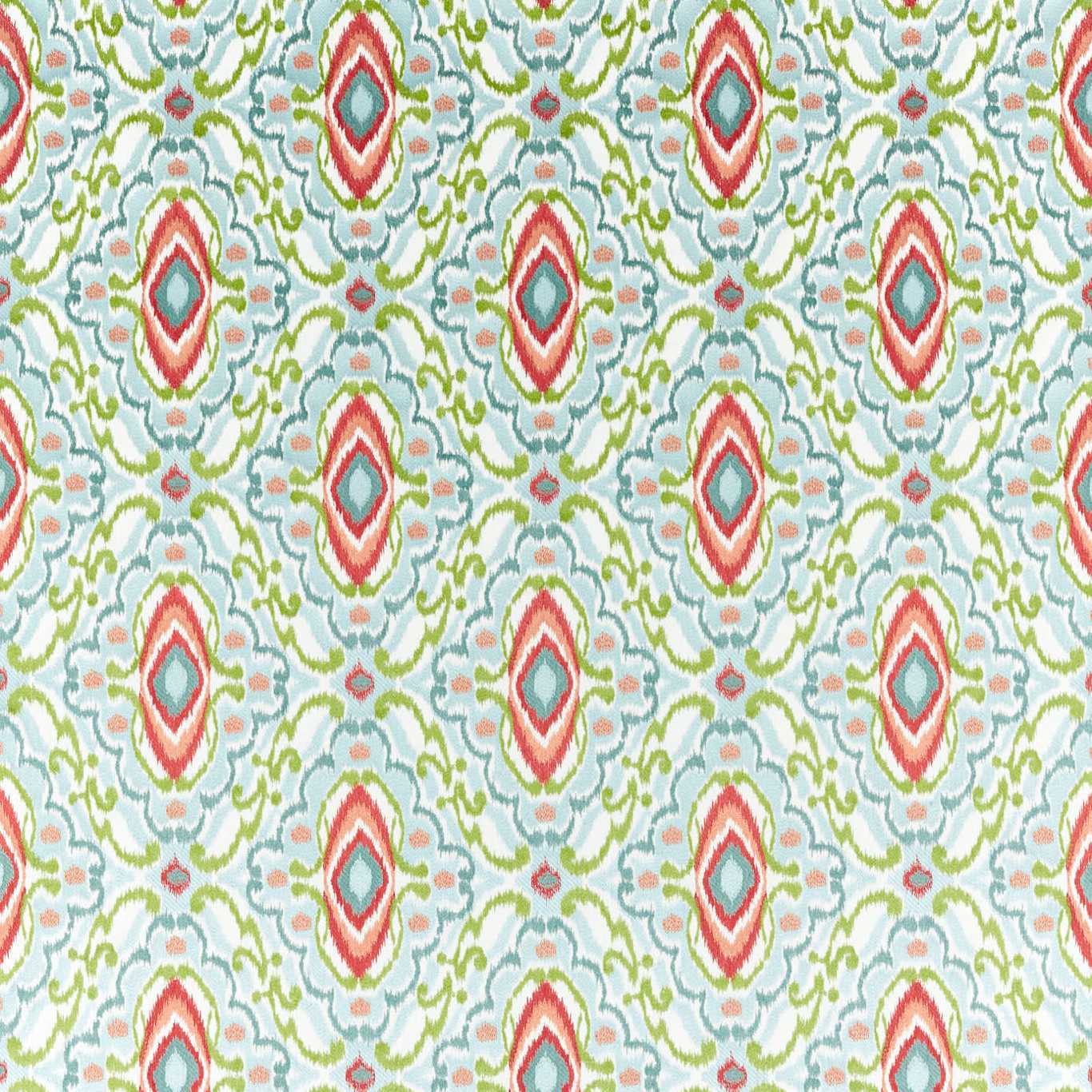 Ixora Sky/Cascade/Vermillion Fabric by HAR