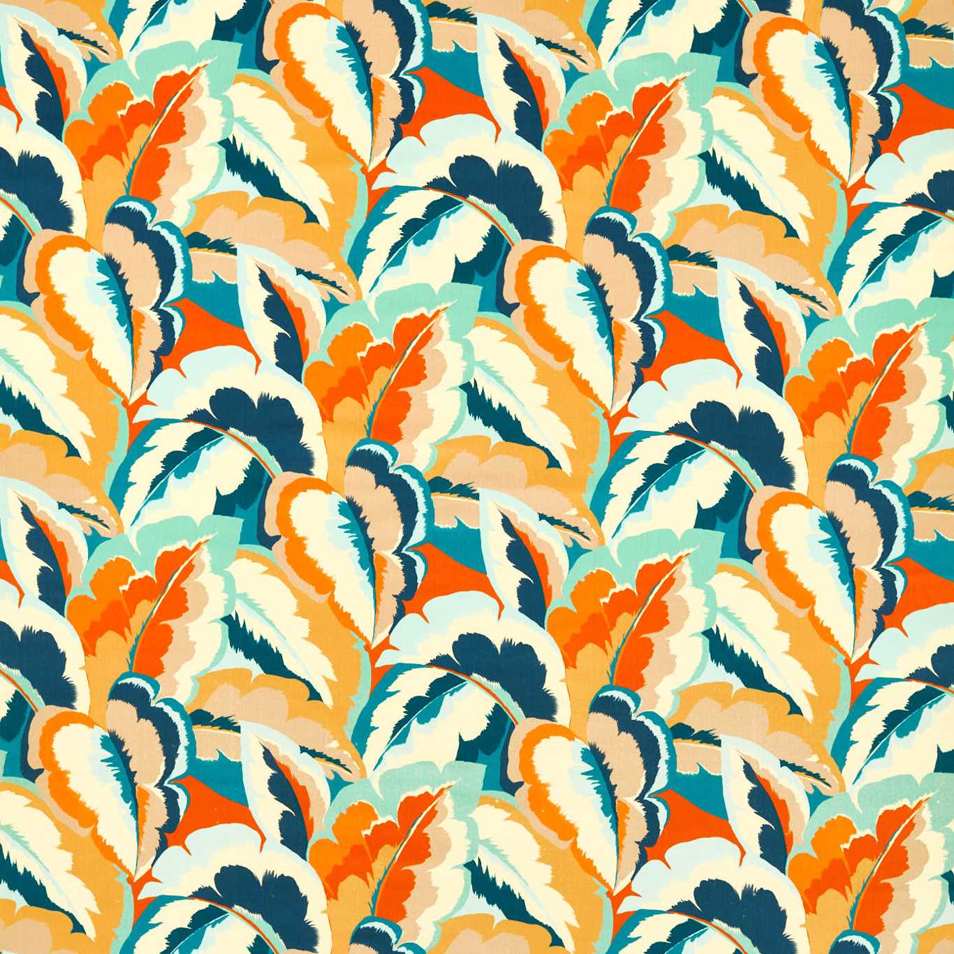 Calathea Azul/Onsen/French Ochre/Paprika Fabric by HAR