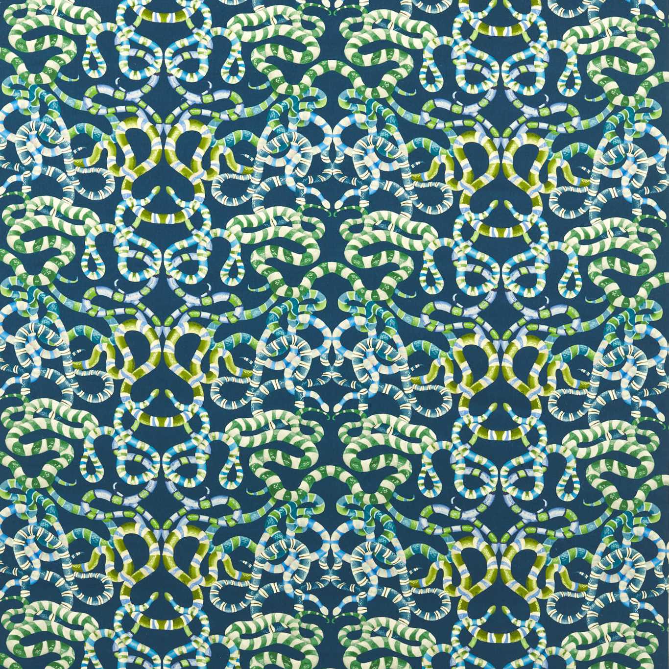 Serpenti Onsen/Emerald/Azul Fabric by HAR