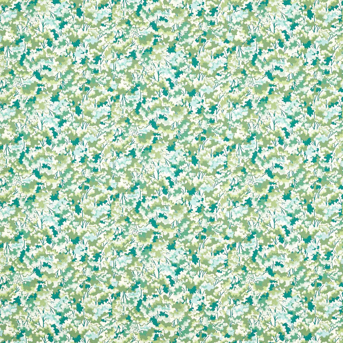 Tree Tops Forest/Kelly/Aqua Fabric by HAR