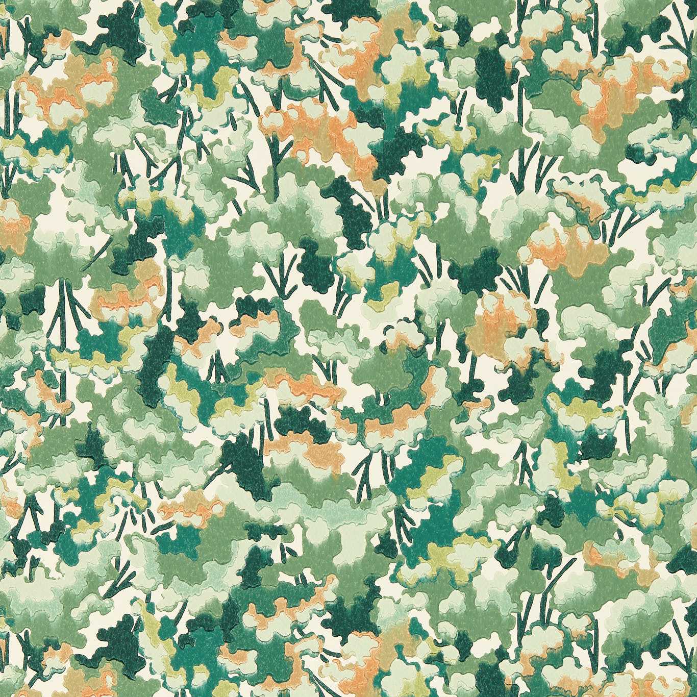 Tree Tops Forest/Clay/Evergreen Wallpaper by HAR