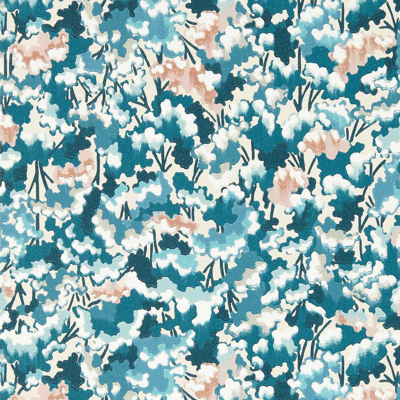 Tree Tops Midnight/Positano/Cornflower Wallpaper by HAR